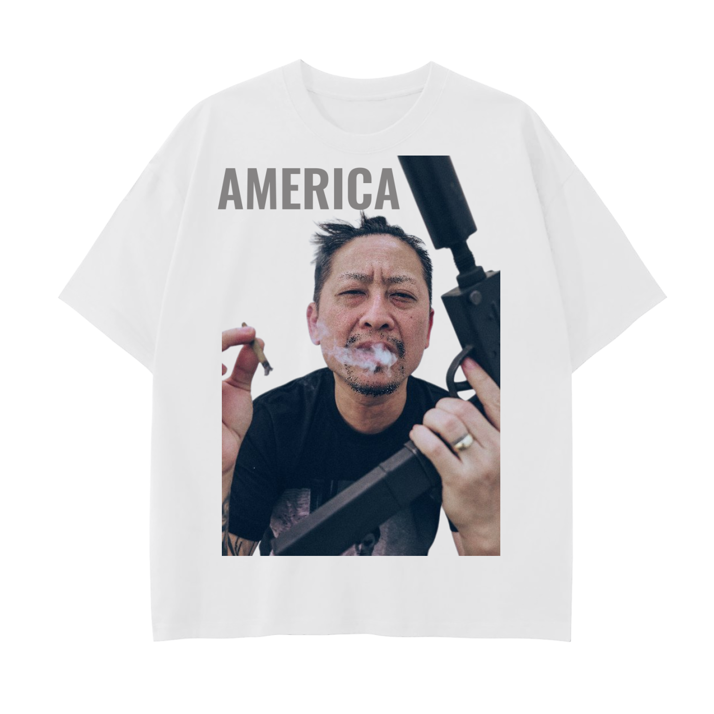 UNC PHIL AMERICA WHITE DROP SHOULDER HEAVY TEE