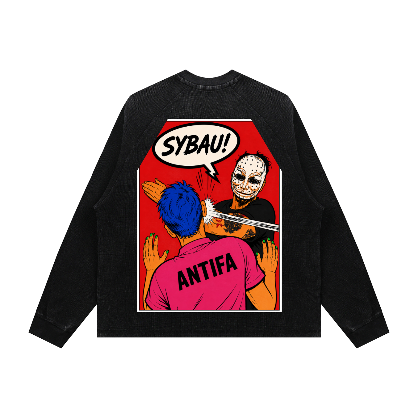 ANTIFA SHUT YO Vintage Wash Boxy  Waffle T-Shirt