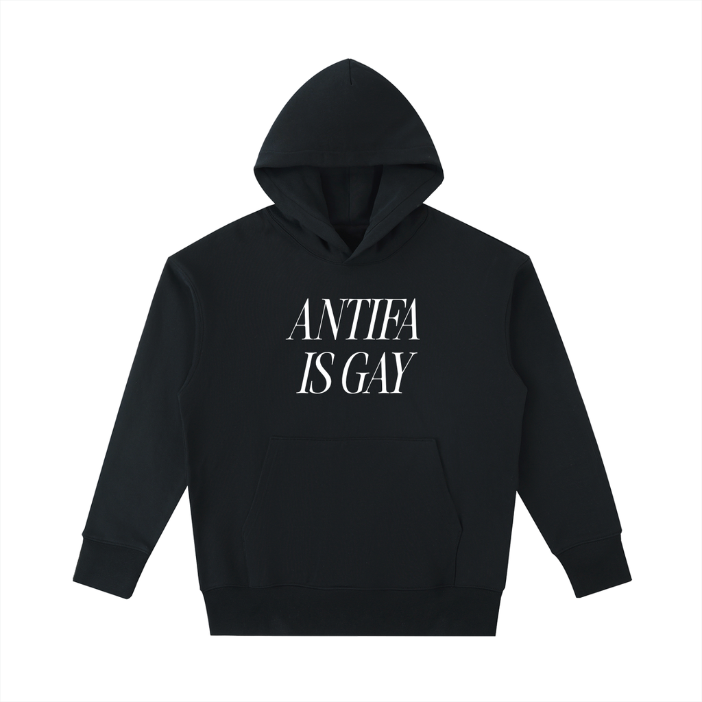 ANTIFA IS GAY FRONTSIDE Heavyweight Cotton Hoodie
