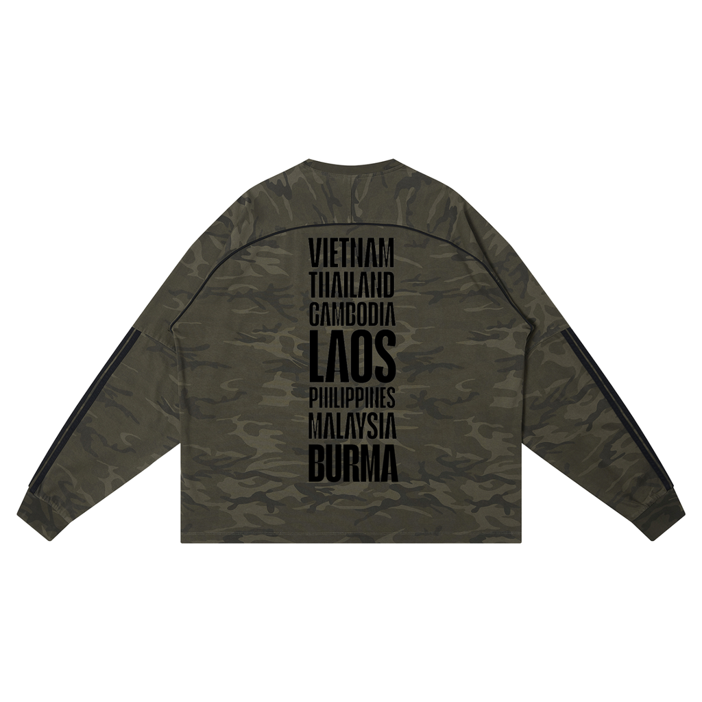 JUNGLE ASIAN Camo Loose Long Sleeve T-Shirt